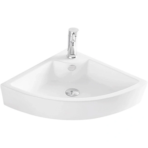 Раковина CeramaLux 9067B 43,5x33 см, подвесная, угловая, белый