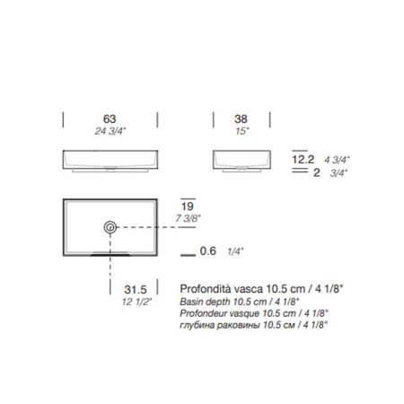 Раковина Milldue Step 63 8945*0 Bianco Opaco