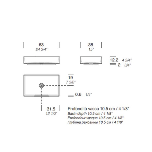 Раковина Milldue Step 63 8945*0 Bianco Opaco