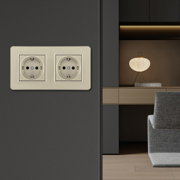 Розетка с заземлением и со шторкой Arte Milano SET16-2 SET16-2-40-1x2 shampan