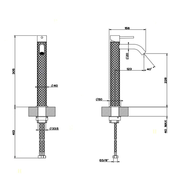 Смеситель для раковины Gessi 316 54109#239 нержавейка
