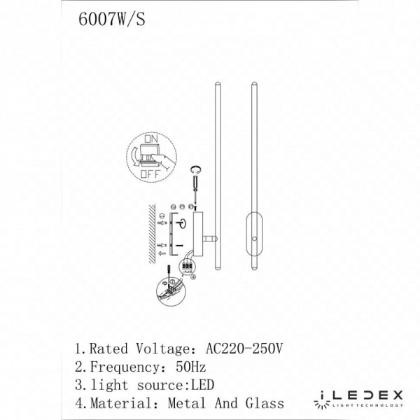 Бра iLedex Royal 6007W/S 8W 3000K BK