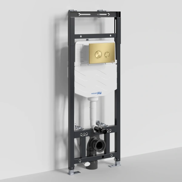 Инсталляция для унитаза WasserKRAFT Alme 15 15TLT.010.ME.MG01 с кнопкой смыва, золотой матовый