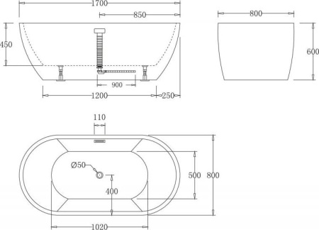 Акриловая ванна BelBagno BB70-1700