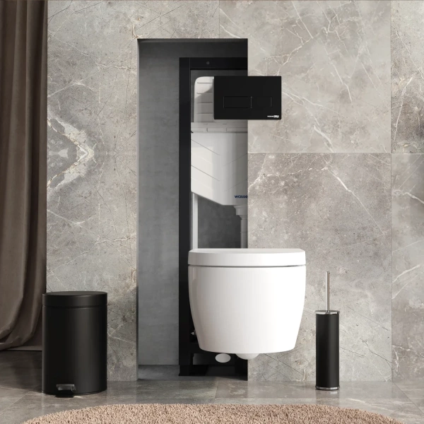 Инсталляция для унитаза WasserKRAFT Dill 61 61TLT.010.ME.MB03 с кнопкой смыва, черный матовый