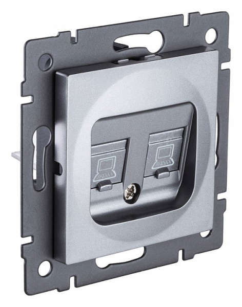 Розетка двойная Ethernet RJ-45 и со шторками, без рамки Kollinger  REA-019GY
