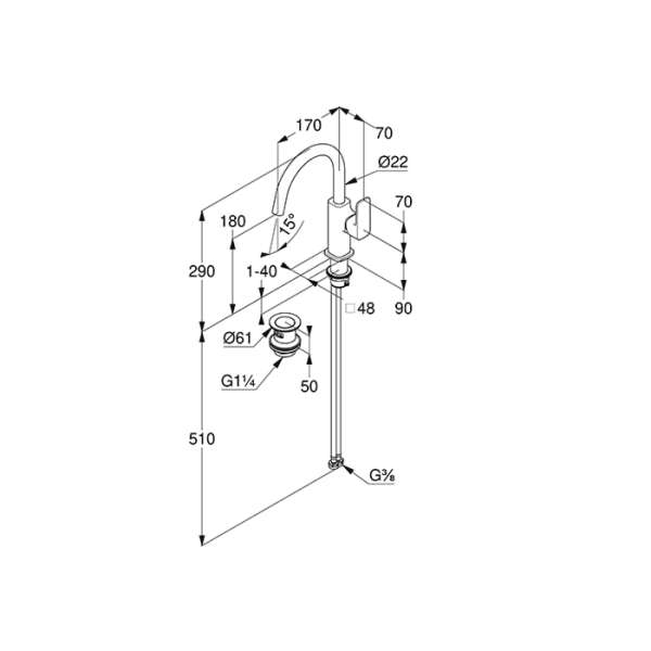 Смеситель для раковины Kludi Renon 42027N075 брашированное золото