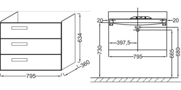 Тумба под раковину Jacob Delafon Rythmik 79.5 EB1308-E10 Квебекский Дуб
