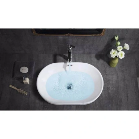Раковина CeramaLux 5006C 60x39 см, встраиваемая сверху, белый