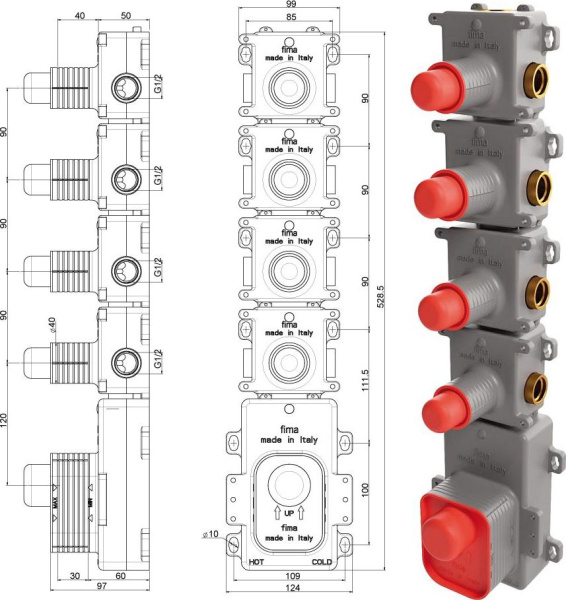 Внутренняя часть для термостатического смесителя Fima Carlo Frattini на 4 вывода F2464