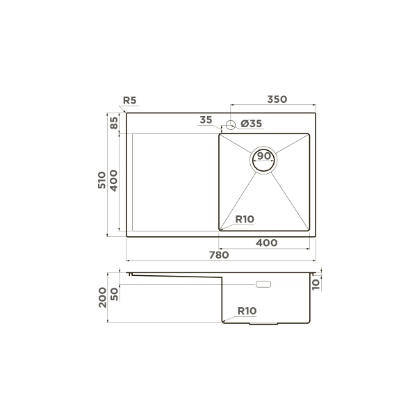 Кухонная мойка Omoikiri Akisame 78-GM-R нержавеющая сталь/вороненая сталь 4973100