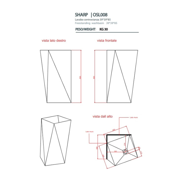 Раковина Artceram Sharp OSL008 01 00 bi