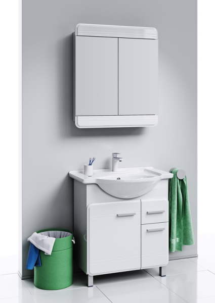 Зеркальный шкаф AQWELLA Corsica 74 (Kor.04.07) белый