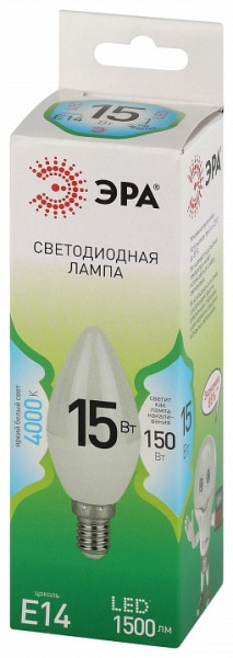Лампа светодиодная Эра Green Line E14 15Вт 4000K LED B35-15W-840-E14 GL