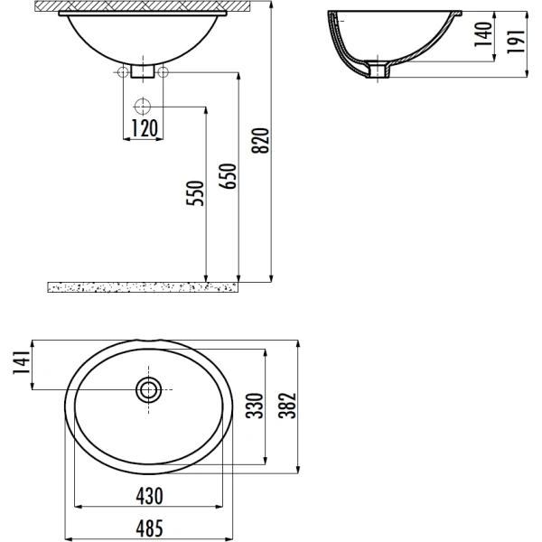 Раковина Creavit TP211-00CB00E-0000 48,5x38,2 см, встраиваемая снизу, белый