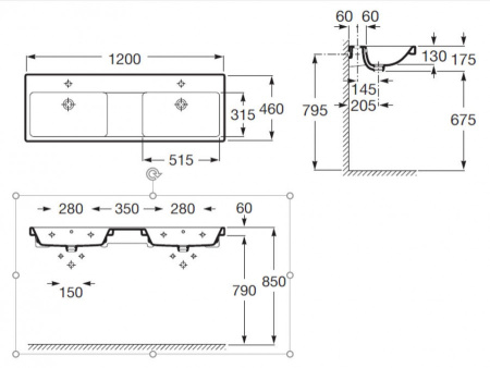 Раковина Roca Gap 120х46 A3270YS000
