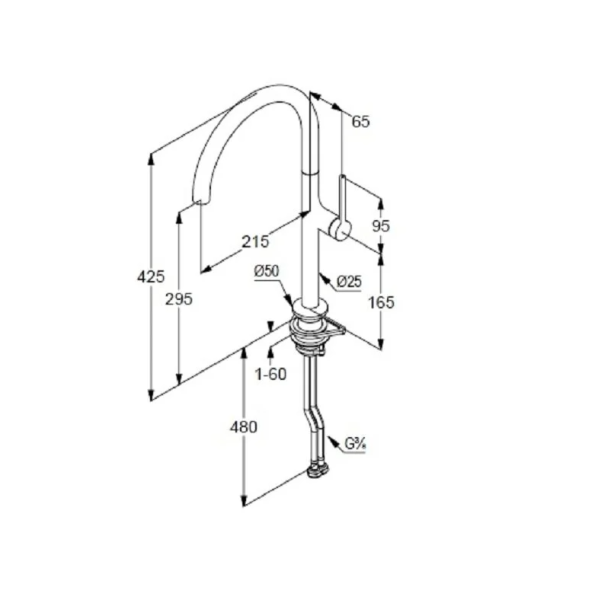 Смеситель для кухни Kludi Reef 50803N075 брашированное золото
