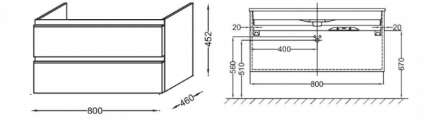Тумба под раковину Jacob Delafon Vox 80 EB2028-RA-N18 белый