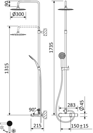 Душевая стойка Cezares Leaf LEAF-CVDA-30-SS закат
