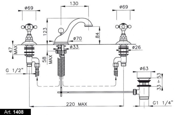 Смеситель для раковины Nicolazzi El Capitan 1408CR69 хром
