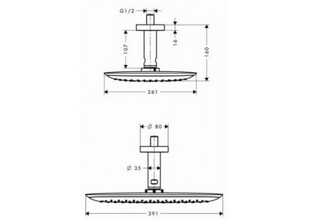 Верхний душ hansgrohe PuraVida 27390000 с кронштейном