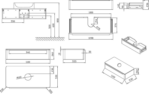 Тумба под раковину Ravak SUD 260.01 X000001084 1100 орех