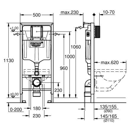 Инсталляция для унитаза Grohe Rapid SL 38536001