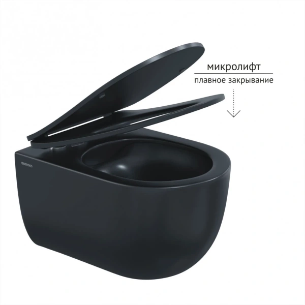 Унитаз подвесной Berges Ventas 082136 безободковый, с сиденьем микролифт, черный матовый