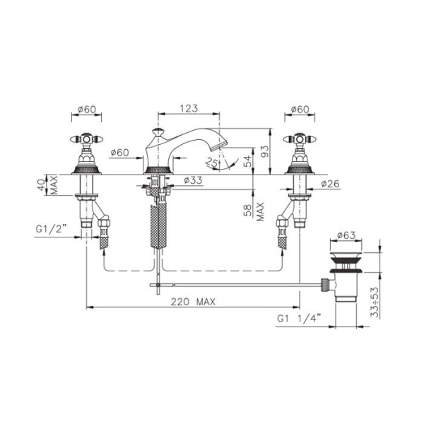 Смеситель для раковины Nicolazzi Impero 1208GO36L золото