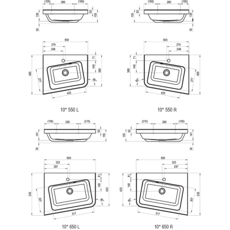 Раковина 65x53,5 см Ravak 10° 650 L XJIL1165000
