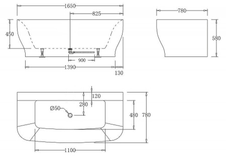 Акриловая ванна BelBagno BB74-NERO-W0 165x78, черный