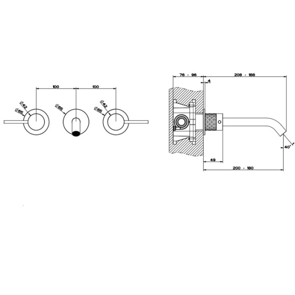 Смеситель для раковины Gessi 316 54194#239 нержавейка