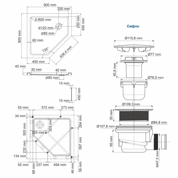 Душевой поддон WasserKRAFT Isen 26T11