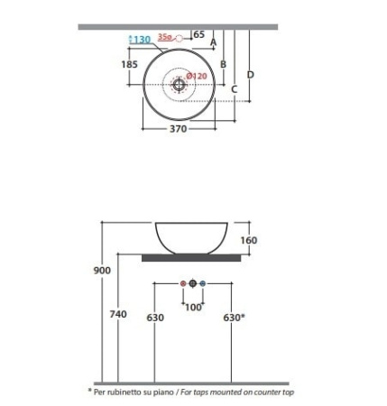 Раковина Globo T-Edge 37 B6T37BI