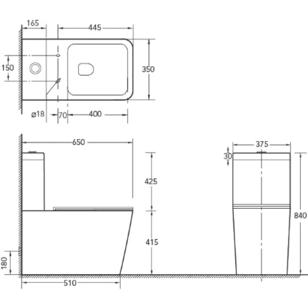 Унитаз-компакт SantiLine SL-5017 безободковый, с сиденьем микролифт, белый