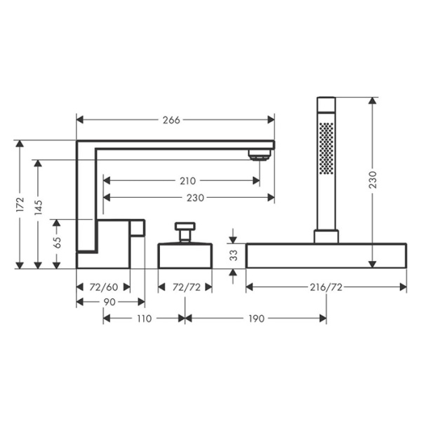 Смеситель на борт ванны Axor Edge 46431000