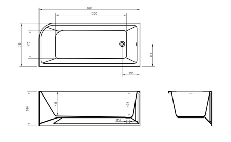 Акриловая ванна BelBagno 170x73 BB712-1700-730-L