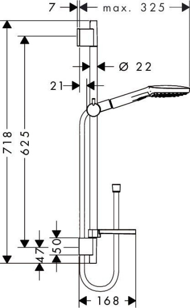 Душевой набор hansgrohe Raindance Select E 120 3jet EcoSmart 26622400 9 л/мин со штангой 65 см и мыльницей белый/хром
