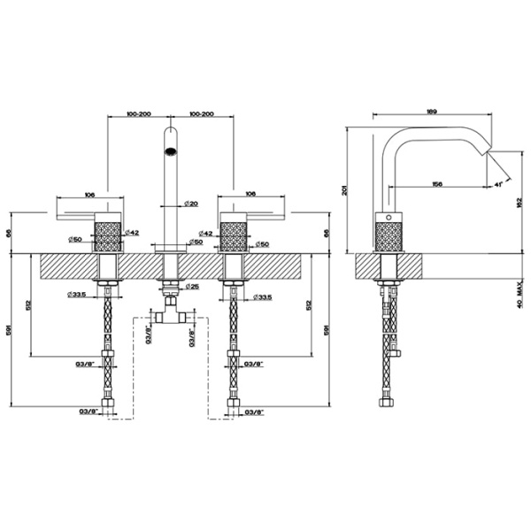 Смеситель для раковины Gessi 316 54112#707 черный матовый