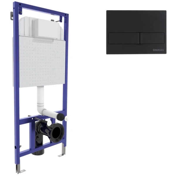 Инсталляция для унитаза Berges Novum L5 040215 с кнопкой смыва, черный матовый