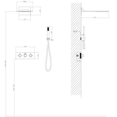 Душевой комплект Abber Wasser Kreis AF8151 с термостатом