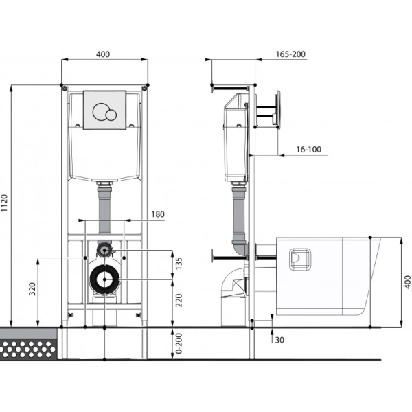 Инсталляция для унитаза Santek Бореаль/Нео 1WH501529 с кнопкой смыва, белый