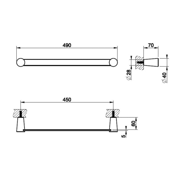 Полотенцедержатель Gessi Cono 45 см 45500#707 черный