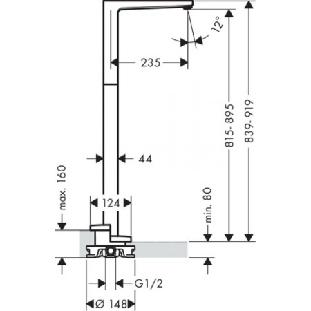 Излив на ванну напольный hansgrohe Metropol 32531000