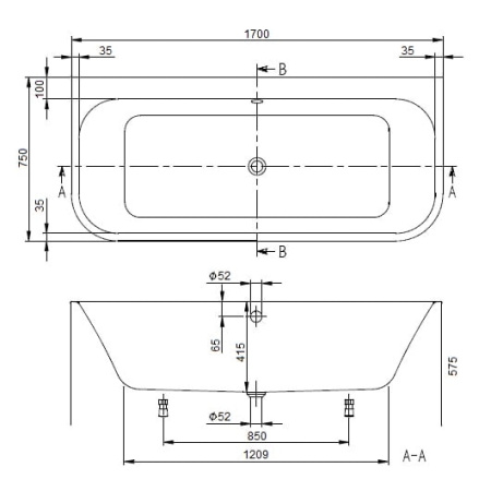 Акриловая ванна Villeroy&Boch Architectura 170х75 UBA170ARE9CS00V-01