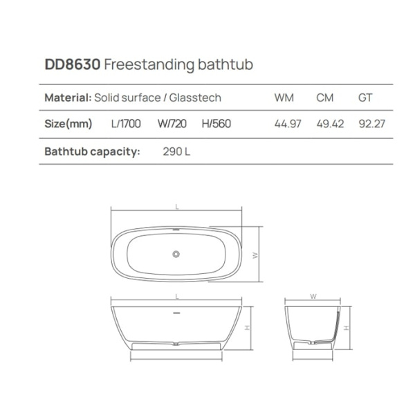 Отдельностоящая ванна Dea Design Soul 170x72x56 DD8630 1700 R6 classic green
