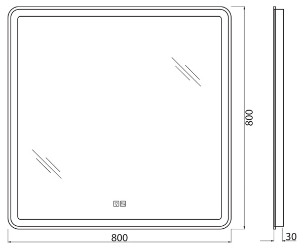 Зеркало BelBagno SPC-MAR-800-800-LED-TCH-WARM