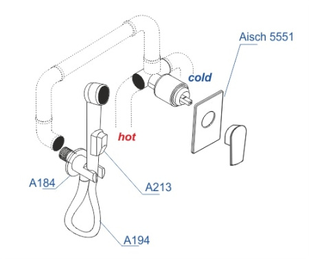 Гигиенический душ WasserKRAFT Aisch 5500 A55094 матовое золото