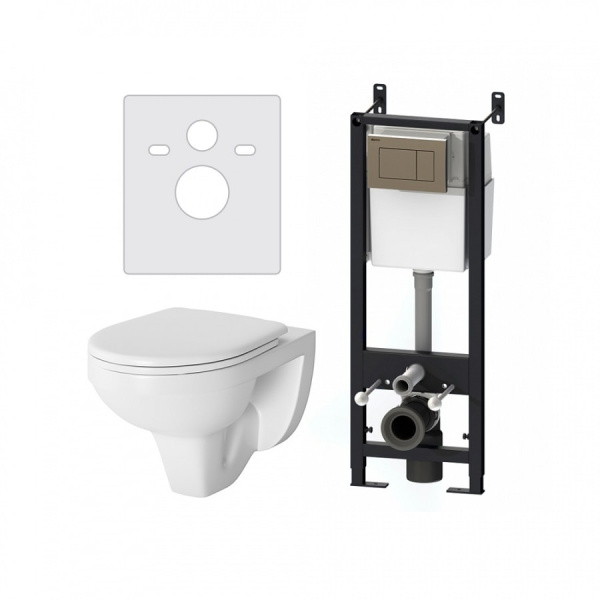 Комплект инсталляция с унитазом с сиденьем микролифт и клавишей Damixa Jupiter DX77.IS10151.1738 глянцевый хром