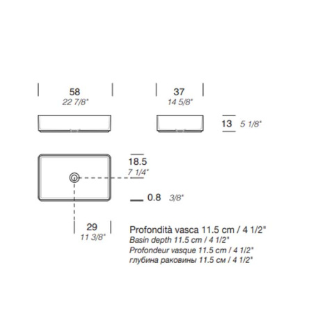 Раковина Milldue Basic R58 58 9320*0 Bianco Opaco